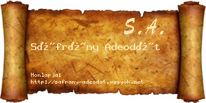 Sáfrány Adeodát névjegykártya